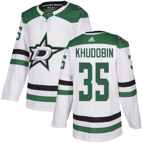 Men's Dallas Stars #35 Anton Khudobin White Stitched NHL Jersey Dzhi
